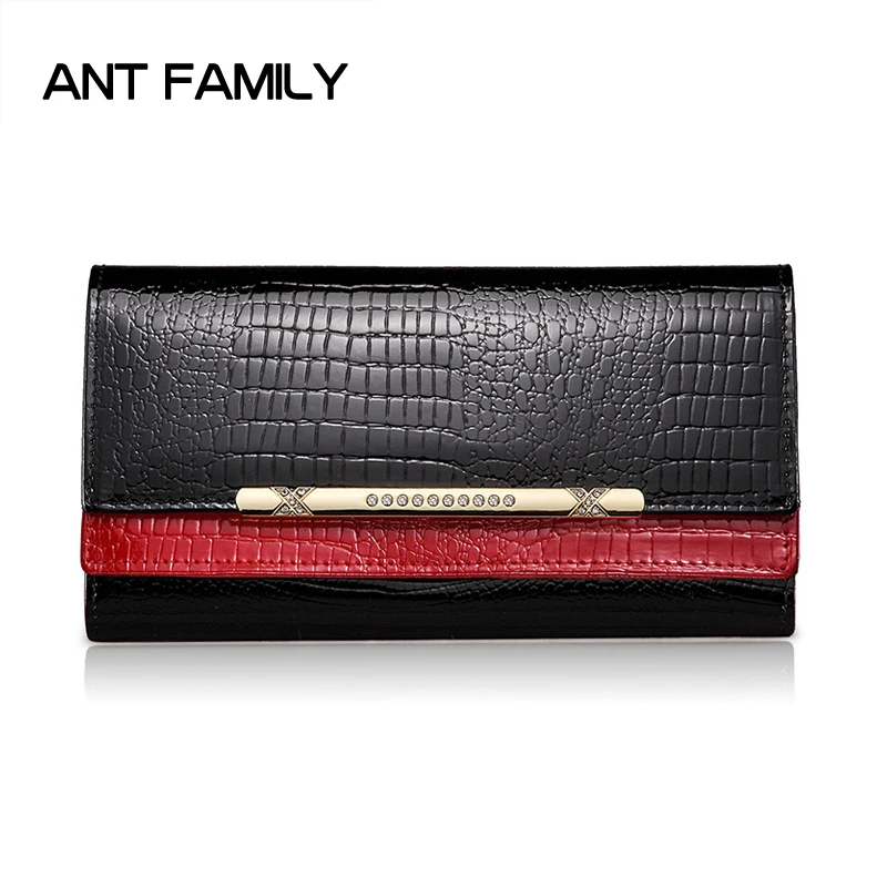 

Ladies Genuine Leather Wallet Women Fashion Patent Leather Wallets Coin Purse Female Large Capacity Clutch 3 Fold Cowhide Wallet
