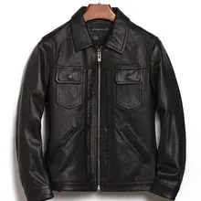 Модная молодежная Стильная мужская куртка oдежда из натуральной кожи овечья кожа с лацканами, приталенный силуэт, короткое пальто, зимняя осенняя одежда