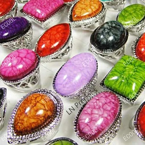 

60pcs wholesale lots jewelry good Big stone silver plated Rings Alloy Ring New free shipping RL032