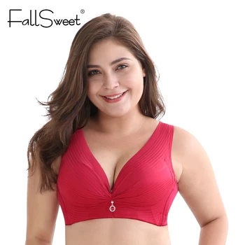 

FallSweet Wire Free Bras for Women Plus Size Brassiere Comfort Underwear Wide Straps and Back Support 34-52 C / D cup