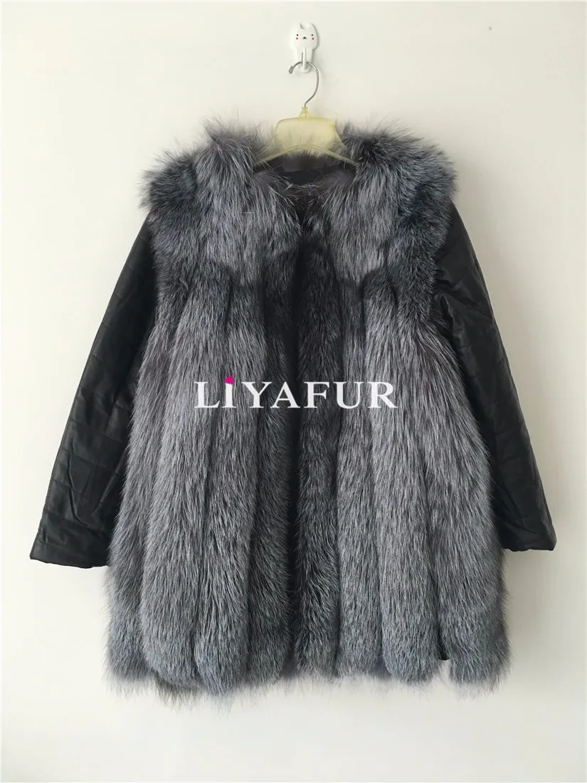 LIYAFUR Съемная Кожа рукавом натуральная толстые натуральный Silver Fox Мех животных зимний жилет пальто куртка для женщин Мода