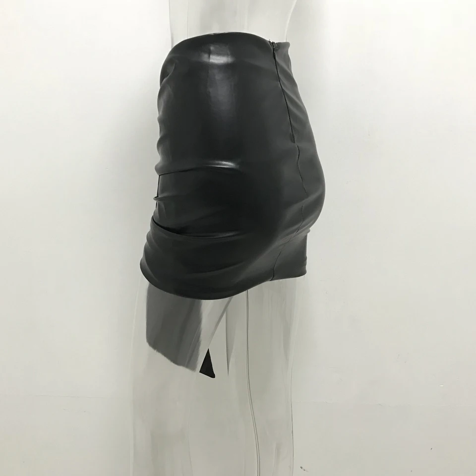 Женская кожаная юбка с рюшами JillPeri пикантная короткая спереди одежда вечерние