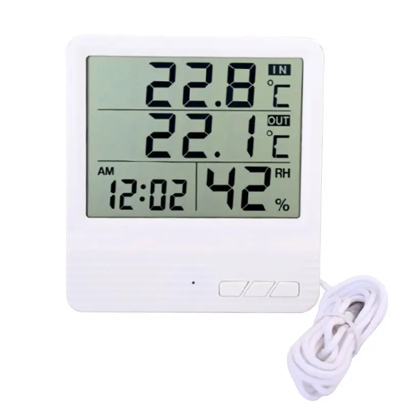 

High-Precision Digital Display Thin Section Electronic Thermometer and Hygrometer Reptile Fish Tank Thermometer with Probe Dual