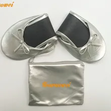 Best складной женщины из мягкой искусственной кожи балетки Обувь для танцев с мешком