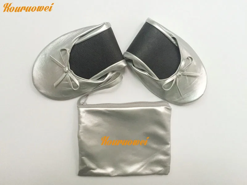 

Free Shipping! 2015 Best folding women soft PU ballet dancing shoes with bag