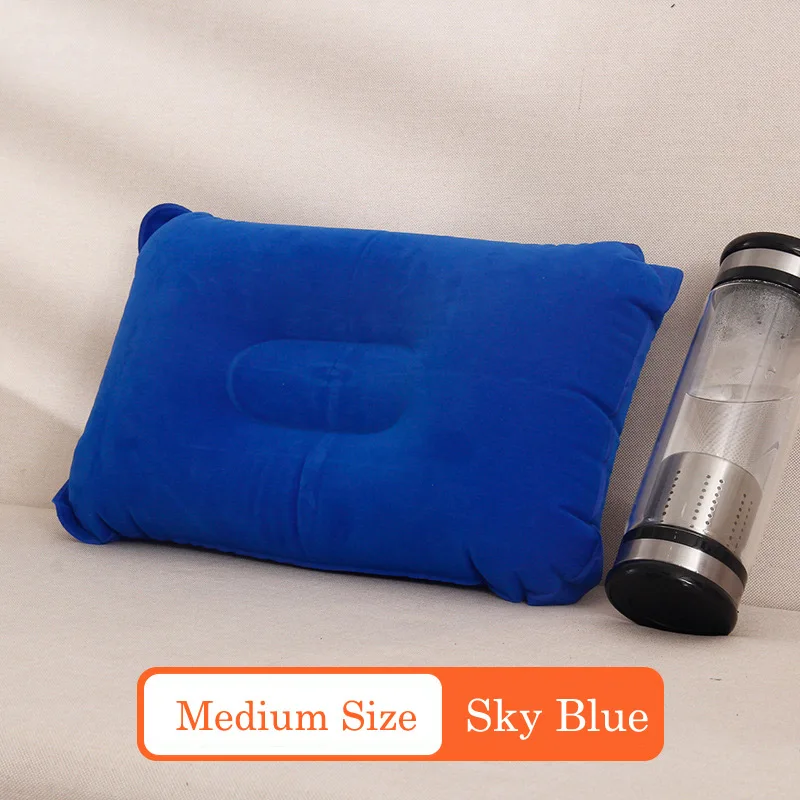 Красочные наружные спальные мешки для кемпинга Надувная складная подушка для шеи Мини-подушка для путешествий сверхлегкие дышащие подушки - Цвет: Medium-Sky Blue