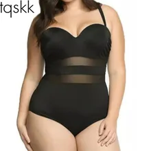 Tqskk плюс размер цельный купальник женский ретро женский купальник сексуальная летняя пляжная одежда купальный костюм Монокини