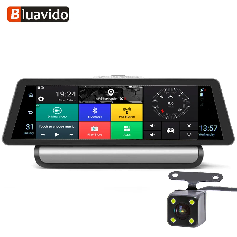 

Bluavido 10 Inch 4G Android Car DVR 1080P Video Camera GPS Navigation ADAS Full HD Camcorder Bluetooth WiFi Dual lens Dashcam