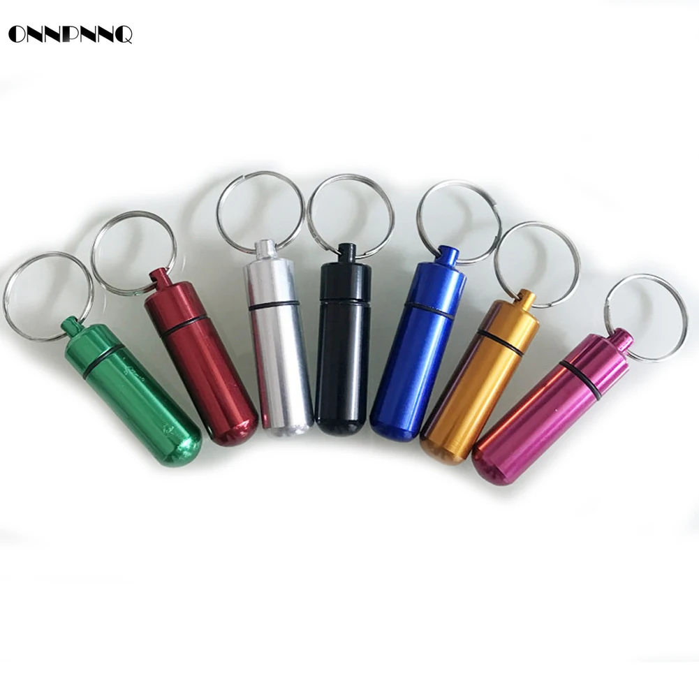 ONNPNNQ 1pc Mini Waterproof Pill Medicine Box Case Key Ring Chain