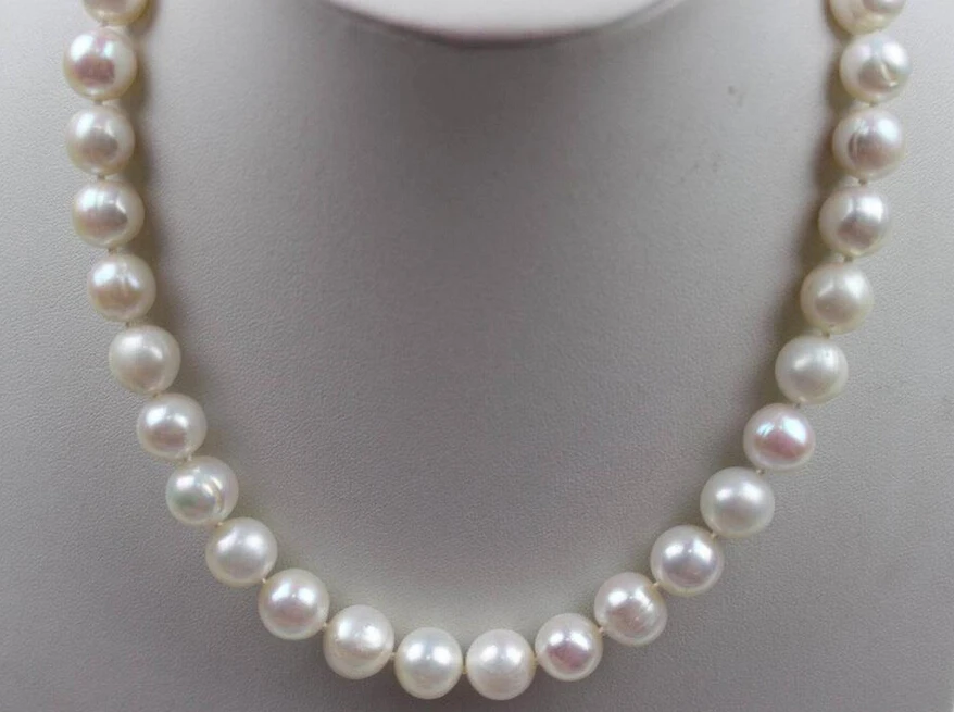 

huij 004808 White Freshwater pearl necklace 10-11mm 16.5INCH 12mm Magnet clasp