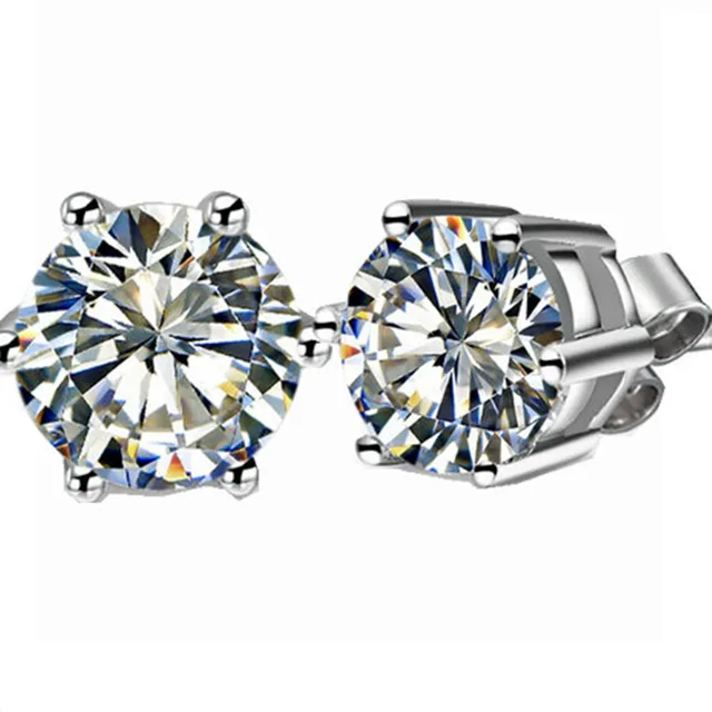 0 6ct Each Round Cut Flawless Nscd Lovely Diamond Stud Earrings 0 6ct Each Round Cut Flawless Nscd Lovely Diamond Stud Earrings Wedding Earring Genuine 925 Silver