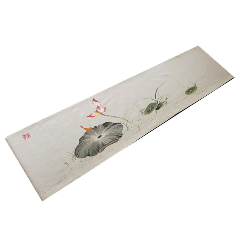 Двухслойный чайный стол Лен дзен ручная роспись ткань коврик флаг из Хлопка Большая церемония на заказ 300*30 см
