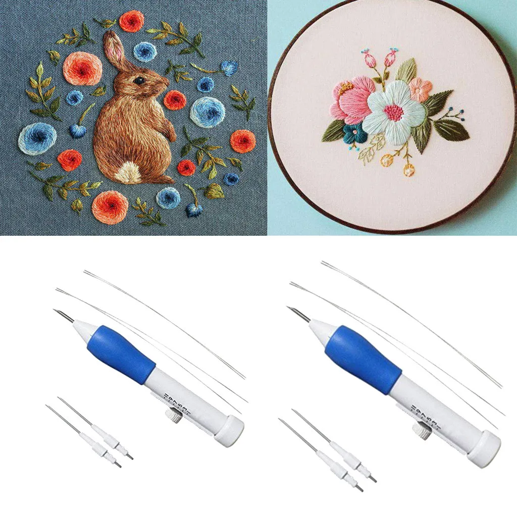 

2PC Magic Embroidery Tool Pen Embroidery Needles Weaving Tool Fancy Adults Embroidery Sewing Tools Plastic DIY Crafts Accessorie