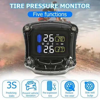 

Motorcycle TPMS USB Powered Tire Pressure Alarm Monitoring System Temperature Warning with 2 External Sensors High Quality