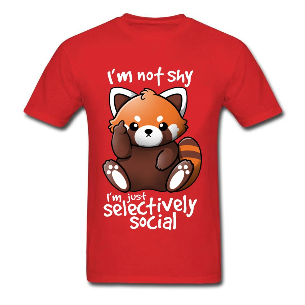 SHY-RED-PANDA-0601 Round Neck Tshirts Summer Autumn Print Tops Shirt Short Sleeve New Arrival 100% Cotton Tops T Shirt Men's SHY-RED-PANDA-0601 red