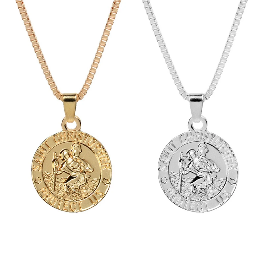 Unisex Saint Christopher Protect Us Letter Print Holy Pendant Necklace
Amulet