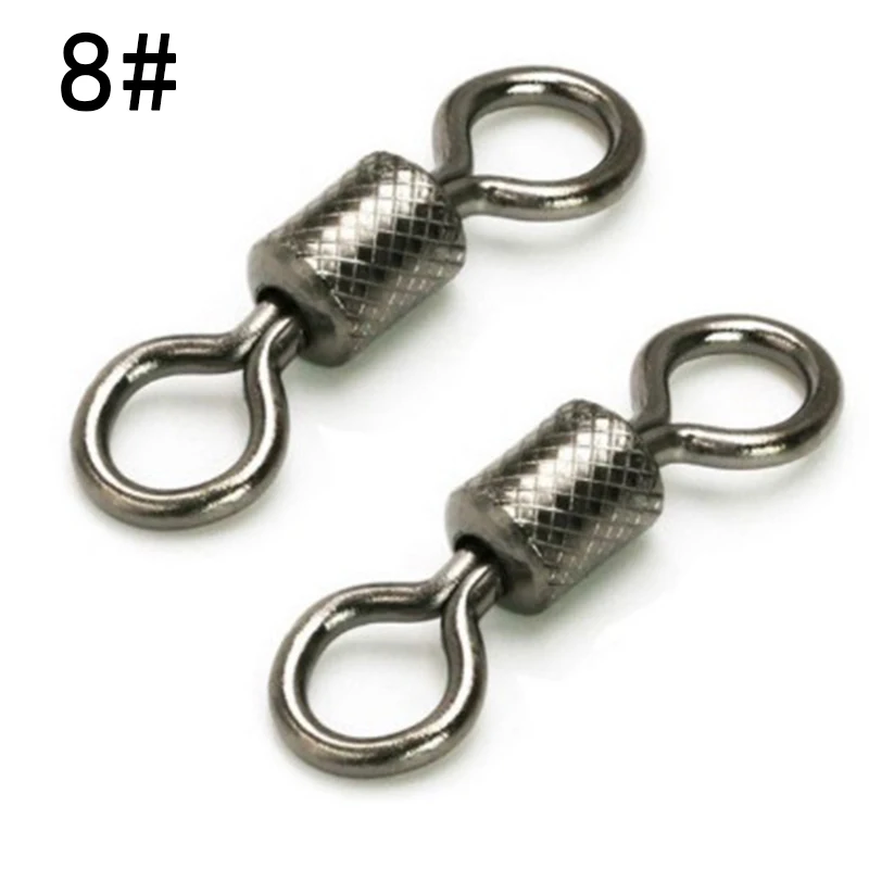 

50Pcs/set Heavy Duty Ball Bearing Trolling Swivel Strong Rings Sea Fishing 2-12#