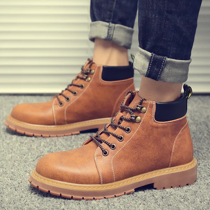 Брендовые очень теплые мужские зимние ботинки; кожаные мужские водонепроницаемые зимние ботинки на резиновой подошве; ботинки для отдыха; английская обувь в стиле ретро; мужские ботинки