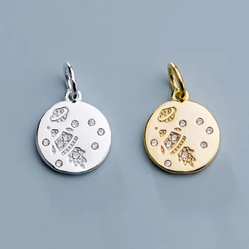 

Fashion Round Cartoon AAA Zircon Paved Dangle Charms 925 Sterling Silver Decoration Pendants DIY Girls Jewelry Findings Supplier