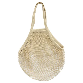 

Net String Shopping Bag Long Handle Portable/Washable/Reusable Net Shopping Tote String Bag Organizer for Grocery Shopping, Bea