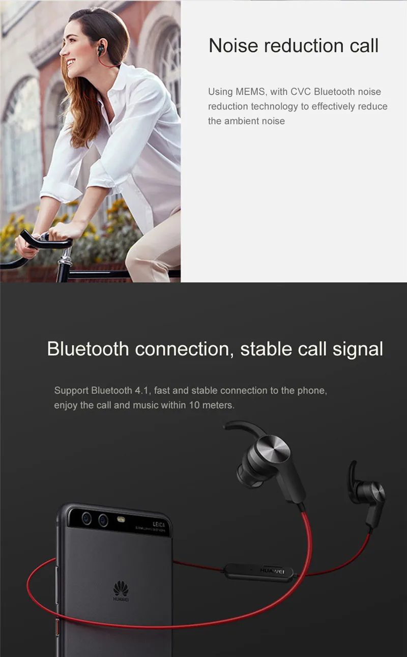 Оригинальная Спортивная bluetooth-гарнитура huawei AM60 CSR Apt-X Music Life водонепроницаемый микрофон управление беспроводные наушники для Android IOS