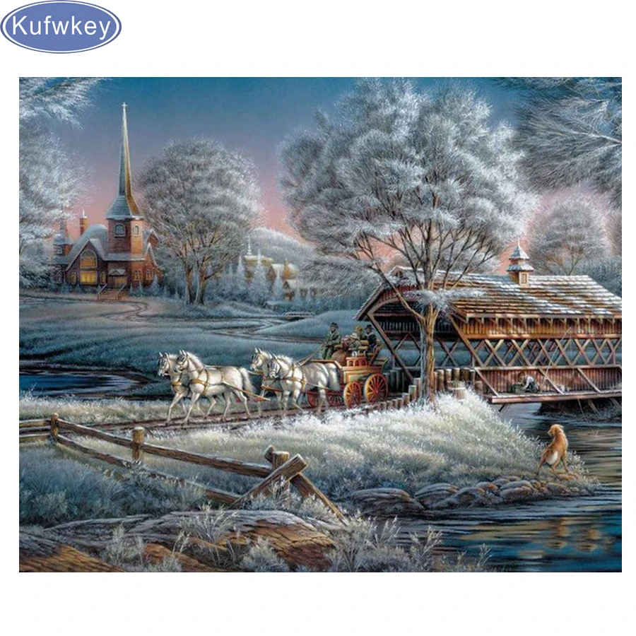 

full Diamond Embroidery 3D diy Diamond Painting Cross Stitch snow winter landscape,Mosaic Pattern Rhinestones,diamond mazayka