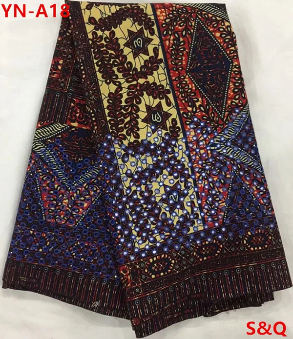 

Hot sale african fabric tissus wax african wax prints fabric with stone ankara fabric 6yards 100% cotton fabric for dress YN-A1