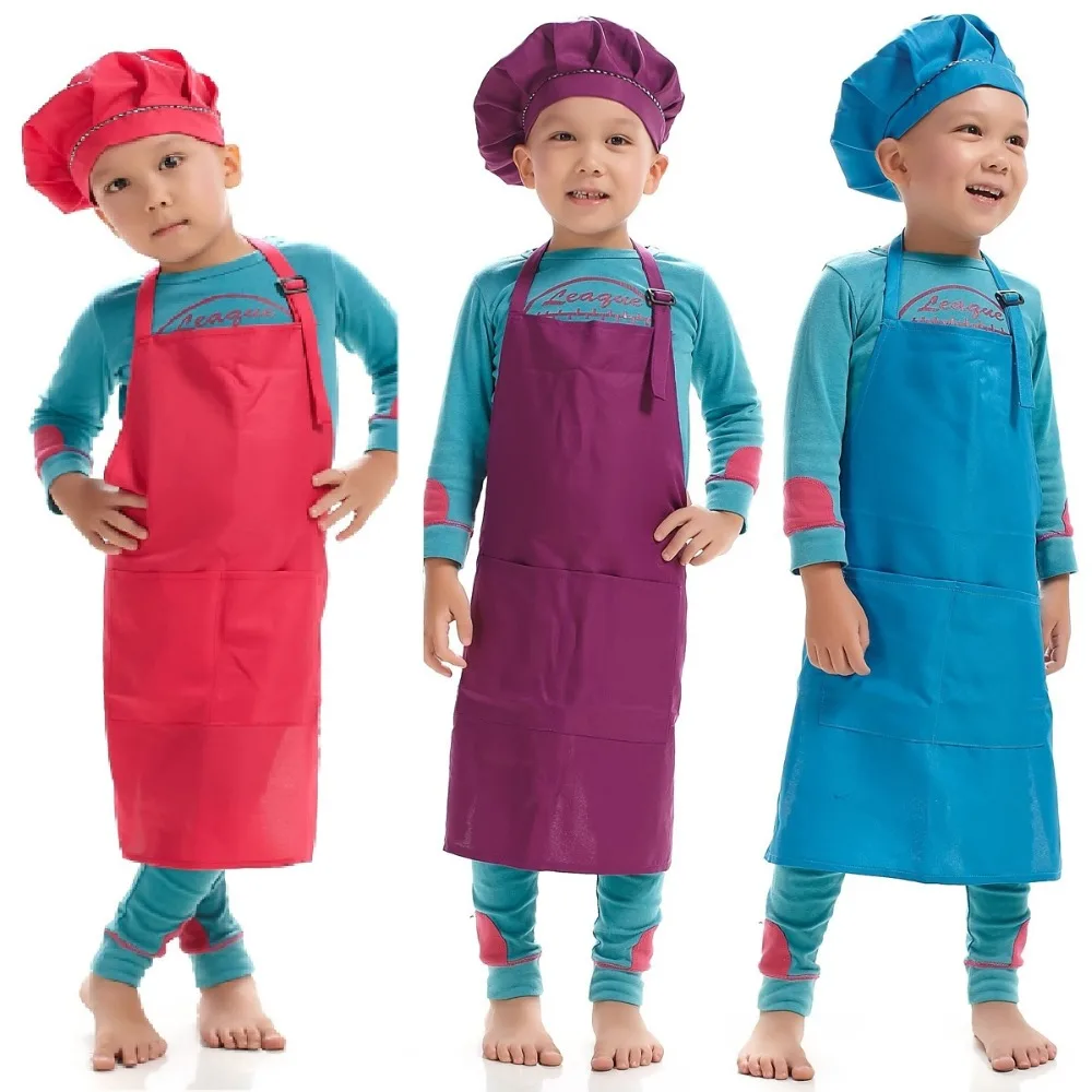 

3 color Cute Child Apron Painting cooking apron Sleeveless Apron With pockets Craft kitchen apron Art Bib