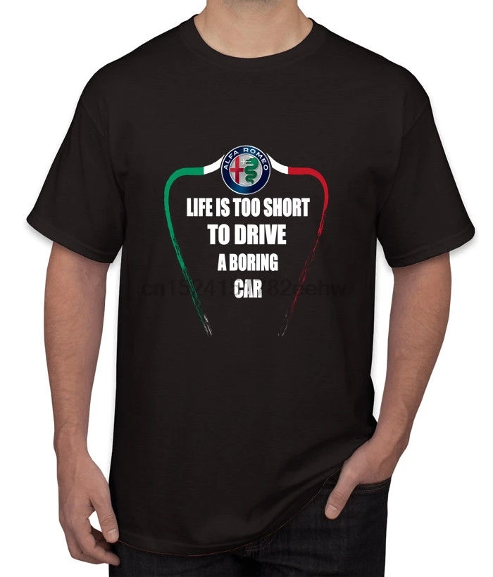 

Alfa Romeo Logo Life is Too Short Men Clothing T-Shirts Tees Fashion Cotton T-Shirts