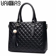 Новые стильные женские сумки из натуральной кожи с ромбовидной решеткой, Высококачественные Универсальные женские сумки из коровьей кожи с кисточками