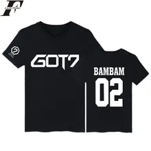 LUCKYFRIDAYF GOT7 Fans BAMBAM Kpop Camiseta Mujeres Negro Verano de Manga Corta de Gran Tamaño Camiseta de Las Mujeres de La Cadera Hop Jackson Camiseta de Las Mujeres
