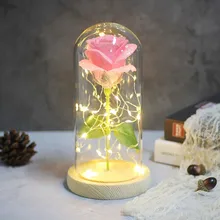 Светодиодная вечная многоцветная роза с куполом в колбе, Красивая стеклянная крышка на День святого Валентина, День рождения, подарки на день матери