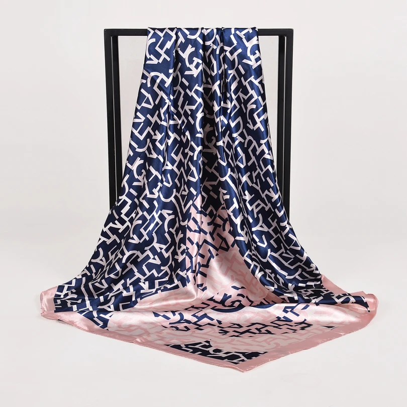 Стиль Змеиный узор квадратные шарфы обертывания с принтом Лидер продаж женский розовый синий шелковый шарф шаль унисекс мусульманское шелковое кашне