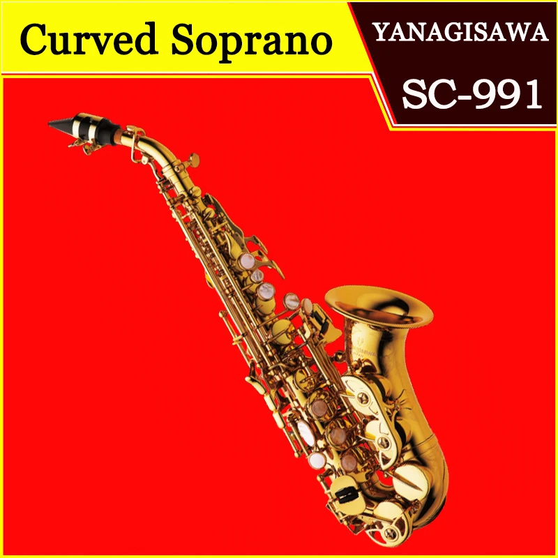 

Japan brand Curved Soprano Saxophone SC-991 Lacquer gold Brass Sax Saxofone Soprano Professional Musical instrument with case