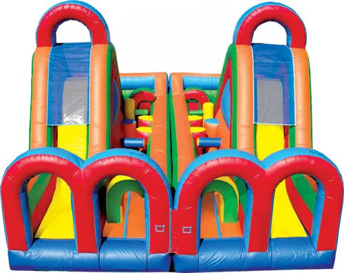 

Commercial Double Lane turbo rush inflatable obstacle course with CE blower