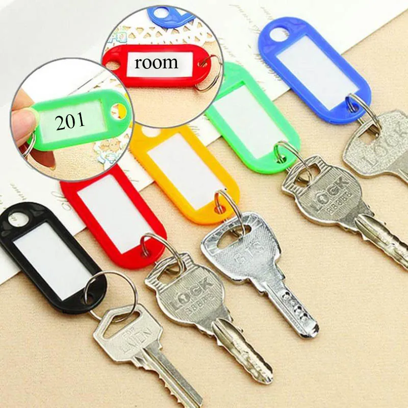 

10 PCS Plastic Keychain Key Tags ID Label Name Tags With Split Ring For Baggage Key Chains Key Rings