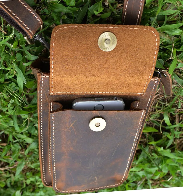 Мужская сумка-кобура из натуральной кожи, поясная сумка из натуральной кожи с карманом для телефона и кошелька, кожаные поясные сумки crazy horse, 2 цвета
