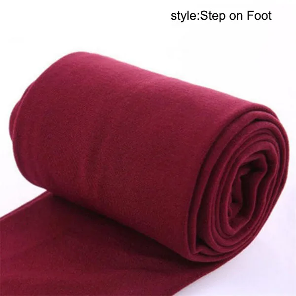 Wine Step on Foot Новые горячие женские теплые флисовые зимние эластичные Леггинсы теплые флисовые тонкие теплые брюки YAA99 - Цвет: Wine Step on Foot