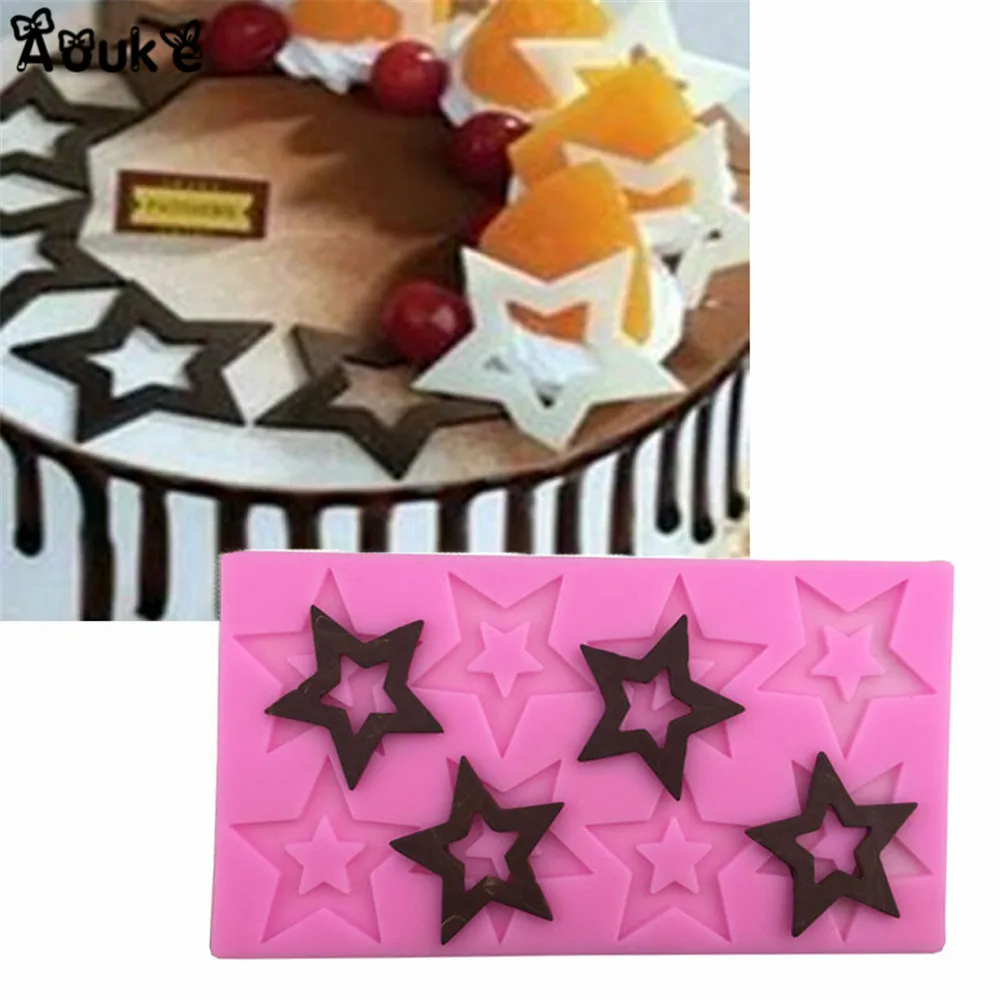 

Five-Pointed Star Chocolate Molds Liquid Silicone Cake Mold Cookie Fondant Cake Decoration Tools DIY Kitchen Baking Accessories