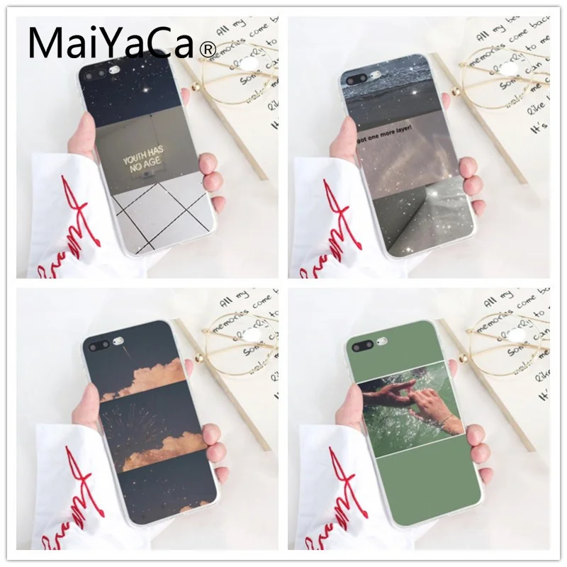 

MaiYaCa Youth has no age Sea Cloud Sky Transparent Soft Shell Phone Case For iphone 7 7plus X 8 8plus 6s 6 6plus 5 XS XR XSMAX