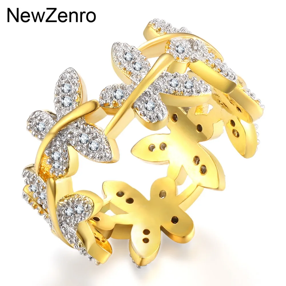 Gold ring for women Flashing zircon Ring Bridal Wedding Jewelry JZ106 | Украшения и аксессуары