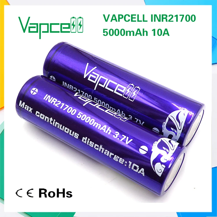 1 шт. vapcell INR21700 21700 батарея 5000 мАч 10А перезаряжаемая батарея высокой мощности vape cell smoke E-CIG box mod IMR VS Keeppower