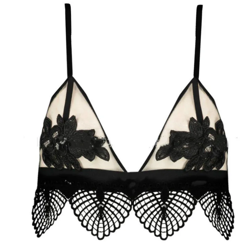 Sexy Bra Floral Lace Wire Bra Bustier Sheer Top Seamless Bralette ...