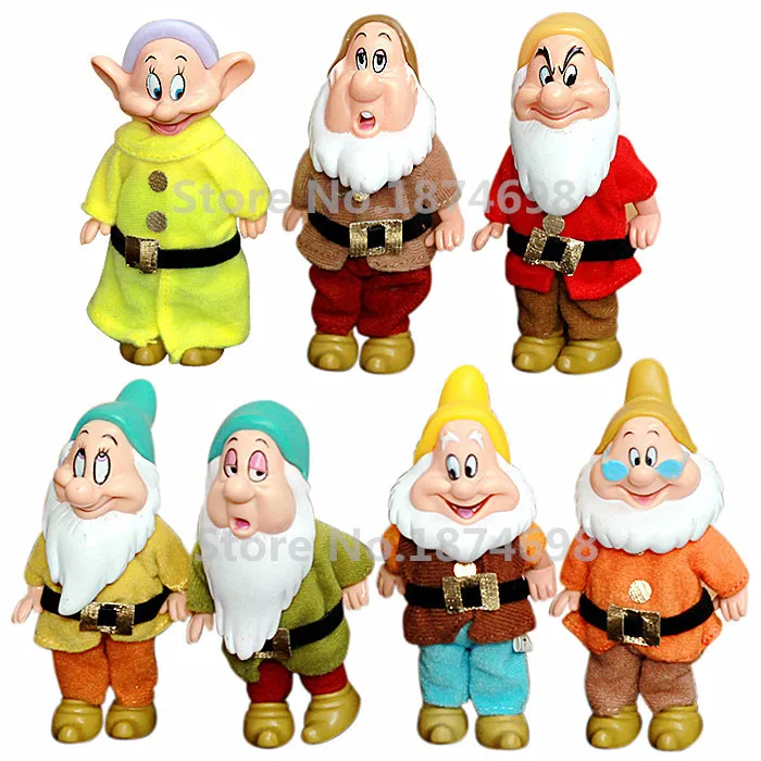 7PCS Snow White Princess The Seven Dwarfs Bashful Sneezy