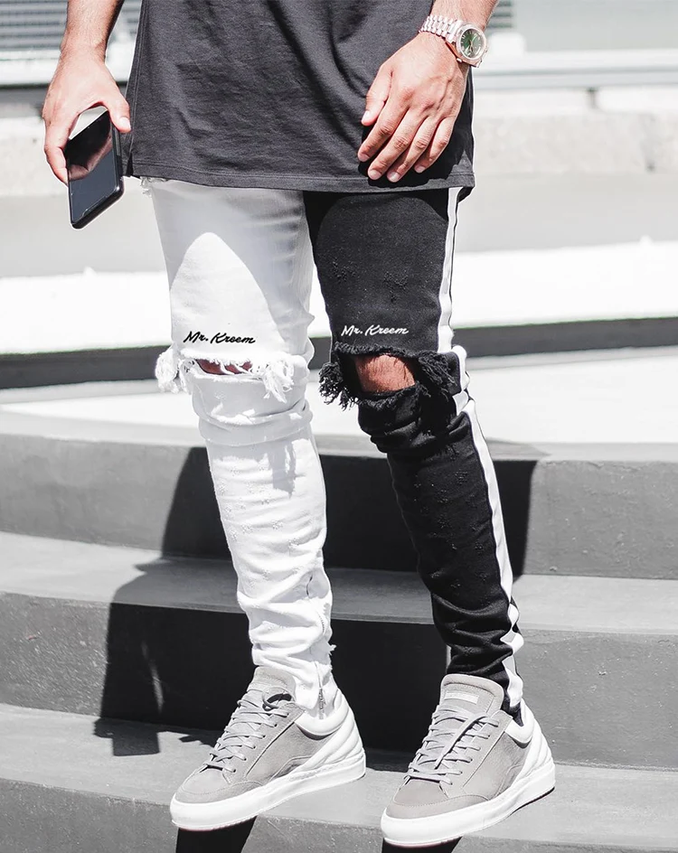 Men Stylish Ripped Jeans Pants Biker Skinny Slim Straight Frayed Denim Trousers New Fashion Skinny Jeans Men Clothes Size M-XXXL Men Stylish Ripped Jeans Pants Biker Skinny Slim Straight Frayed Denim Trousers New Fashion Skinny Jeans Men Clothes Size M-XXXL