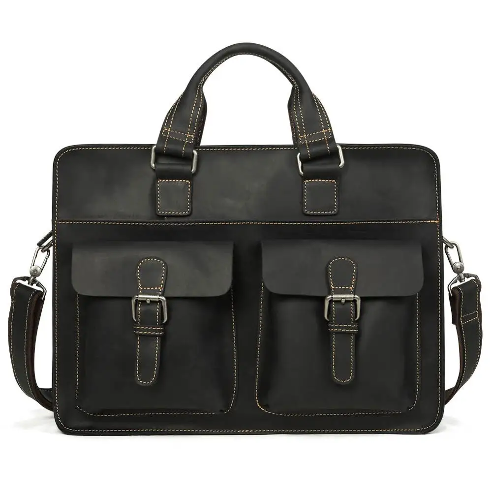 JOYIR, Ретро стиль, Crazy Horse, натуральная кожа, мужские портфели, деловая сумка, 15,6 дюймов, для ноутбука, сумка через плечо, деловая сумка, Новинка - Цвет: Black Briefcase