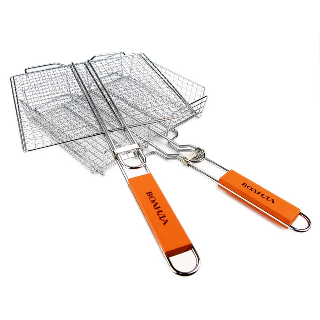2PCS/Lot BBQ Grilling Tool Set Stainless Steel Mesh Barbecue Camping