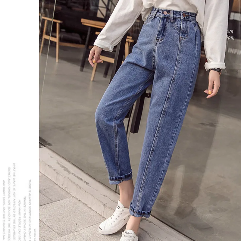 JUJULAND 2019 весенняя одежда женские Джинсы бойфренда с высокой талией с плотным поясом джинсовые рваные джинсы женские большие размеры