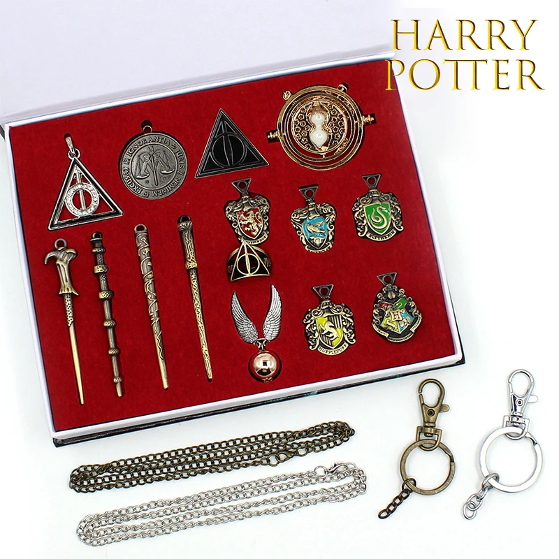 

LOT Metal Twilight Harri Potter Old Wand Keychain Necklace Ring Voldemort Hogwarts Lord Kids Deluxe Elegant Gift Collectible toy