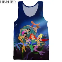 Русалочка 3D с принтами на бретелях для мужчин модные летние на бретелях выработать мужские женские Топы Холтер на бретелях